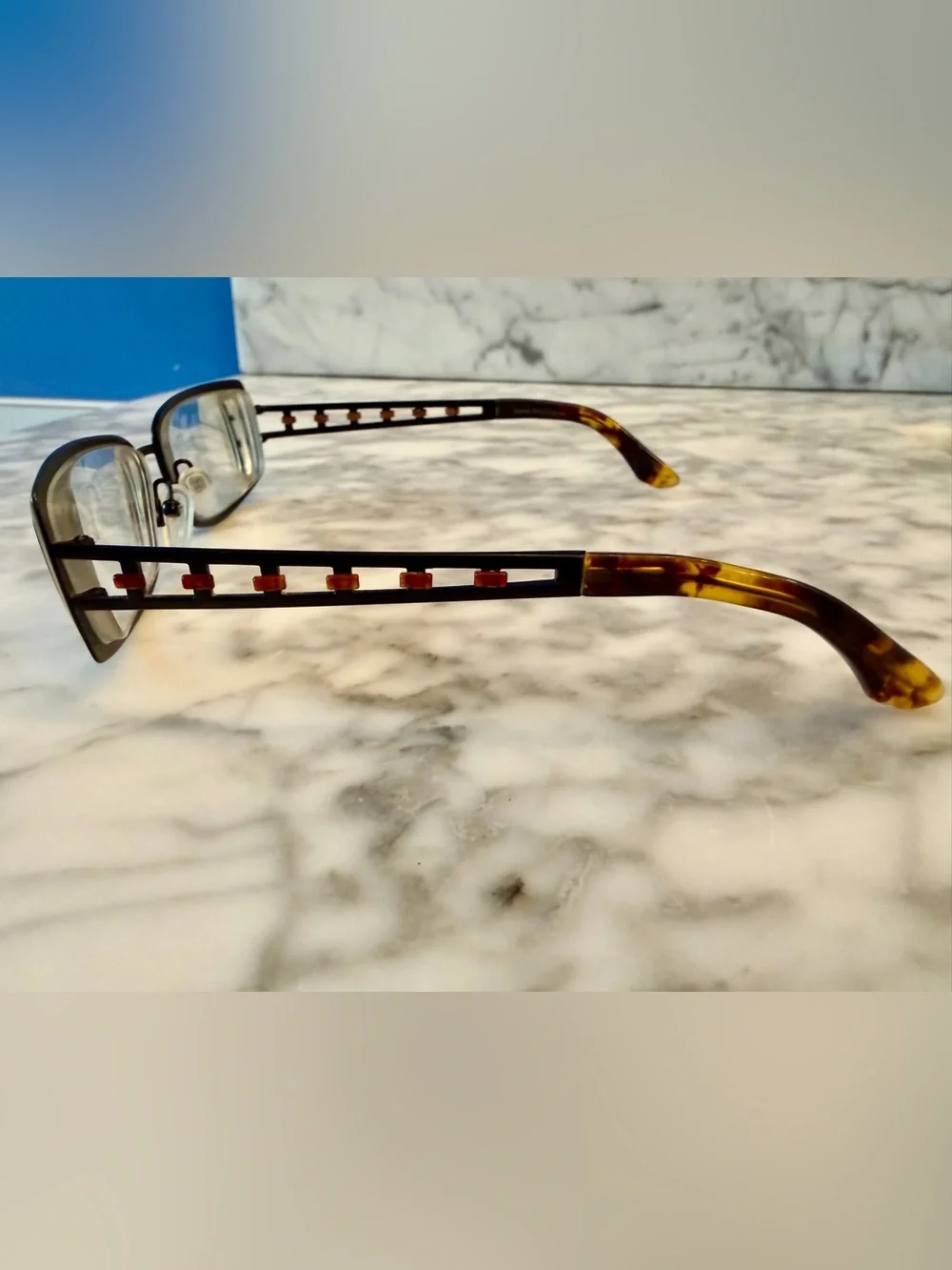 Dana Buchman Eyeglasses Frames Delta Black Titanium Crosses Tortoise 52-18-135
